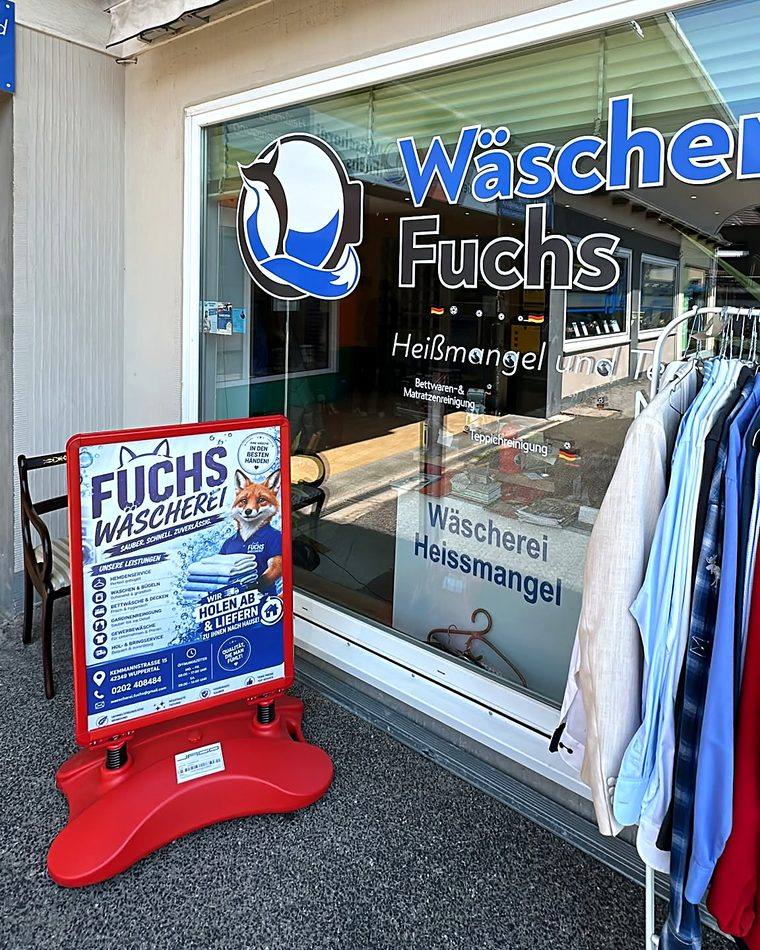 Ladenlokal der Wäscherei Fuchs an der Kemmannstraße 15 in Wuppertal-Cronenberg